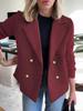 Autumn Chic Wool Blend Blazer Women's Coat Double-Breasted Suit Top