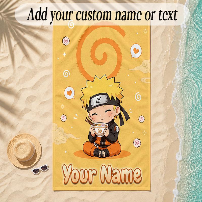 Beach TowelNaruto Custom Name Text Personalized Soft Towel for Beach Pool Indoor Home Decor Gift