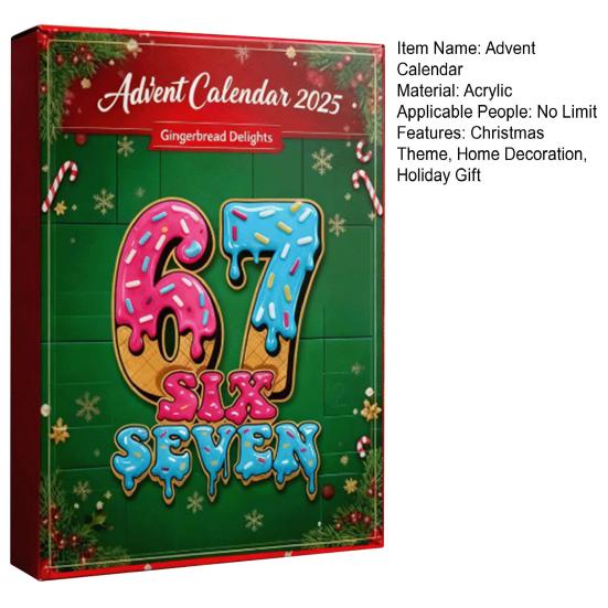 Calendrier de l'Avent de Noël avec 67 Ornements Suspendus d'Arbre de Noël en Acrylique 24