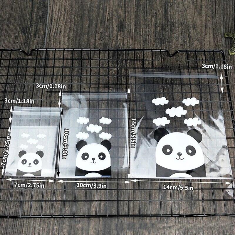 100PCS Panda Cartoon Snowflake Crisp Fruit Nougat Cookies Transparent Gift Wrap