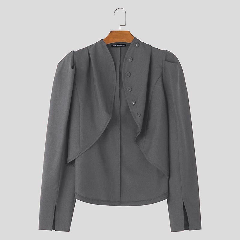 INCERUN Men Long Sleeve Short Blazer Thin Coats Irregular Cropped Tops