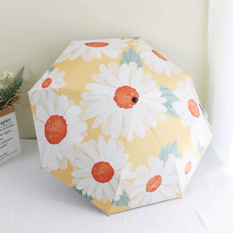 Dual-Purpose Folding Umbrella, Compact and Portable, Chinese Style Oil Painting Design, Super Strong Sun Protection, Uv Protection, Sun Umbrella for