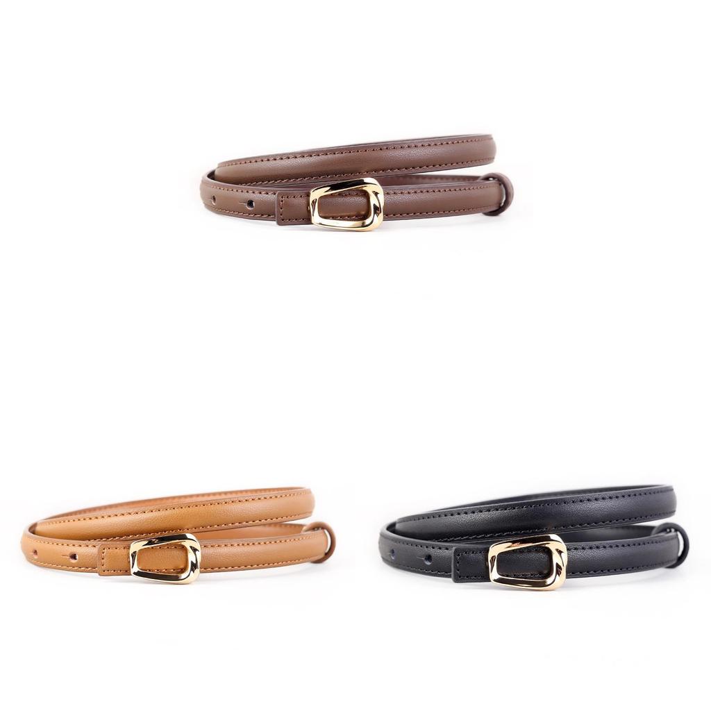 Womens Elegant Genuine Leather Waist Belt With Smooth Buckle For Casual Dresses Spring