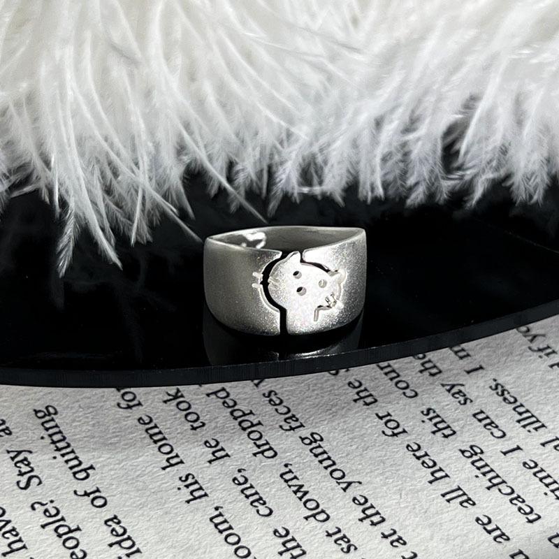 2026 Symphony Fog Realm Korean Edition Fashion Light Luxury Matte Silver Butterfly Flower Ring Women s Exquisite Stacking Sweet Ring Tide Resizable