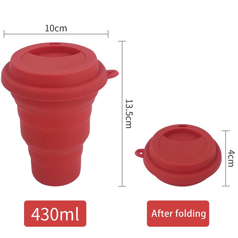 

Складной стакан 430 мл, мини-складной стакан, силиконовая портативная чашка для чая, дорожная чашка для кофе, телескопическая питьевая кружка с крышкой