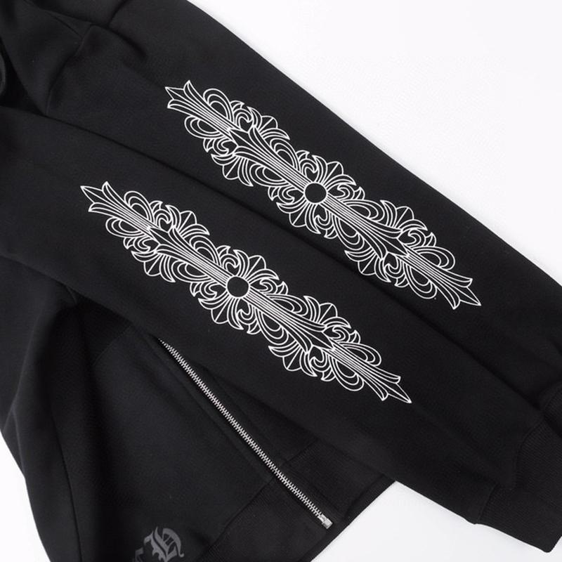 832 CHROME HEARTS 2025 Autumn and Winter New Plus Size Classic Style Logo Zipper Hooded Sweatshirt, Suitable for Couples To Wear