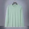 240g Double-Sided Liquid Ammonia Cotton Long Sleeve Unisex T-Shirt - New Solid Color Casual Base Layer for Autumn/Winter 2024
