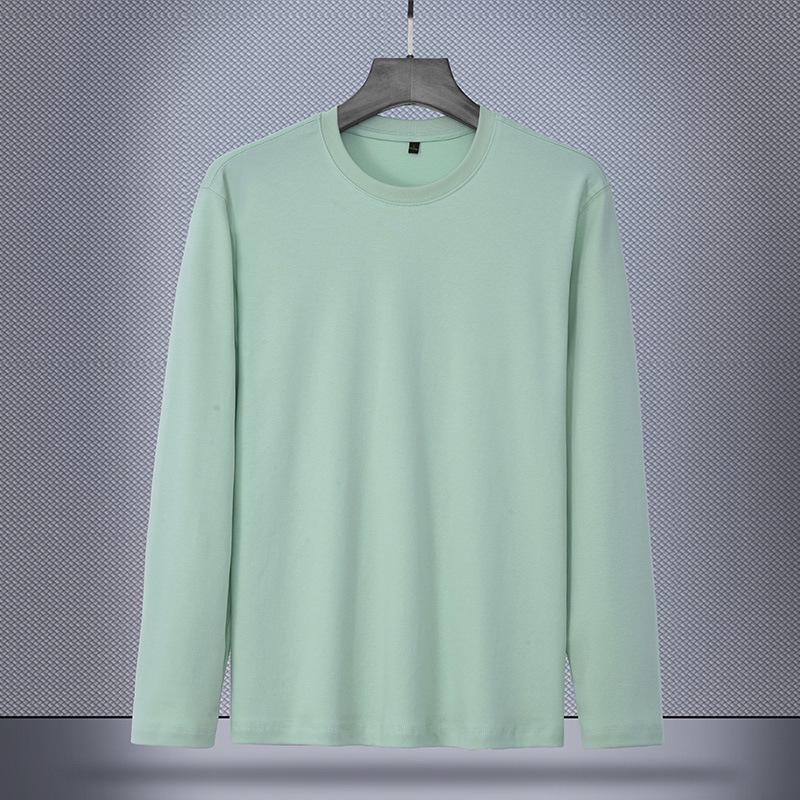 240g Double-Sided Liquid Ammonia Cotton Long Sleeve Unisex T-Shirt - New Solid Color Casual Base Layer for Autumn/Winter 2024
