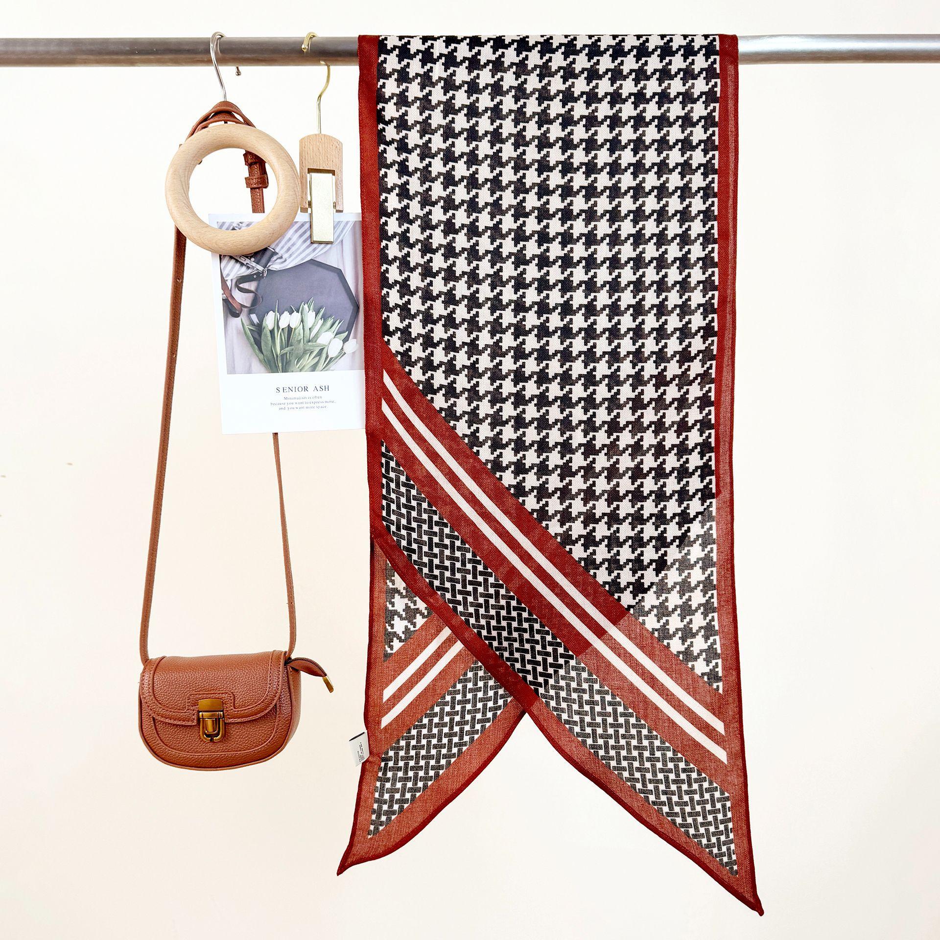 

Корейский классический тонкий шарф с принтом «гусиная лапка», модный и высококлассный, женская одежда в сочетании с шалями 35*165CM