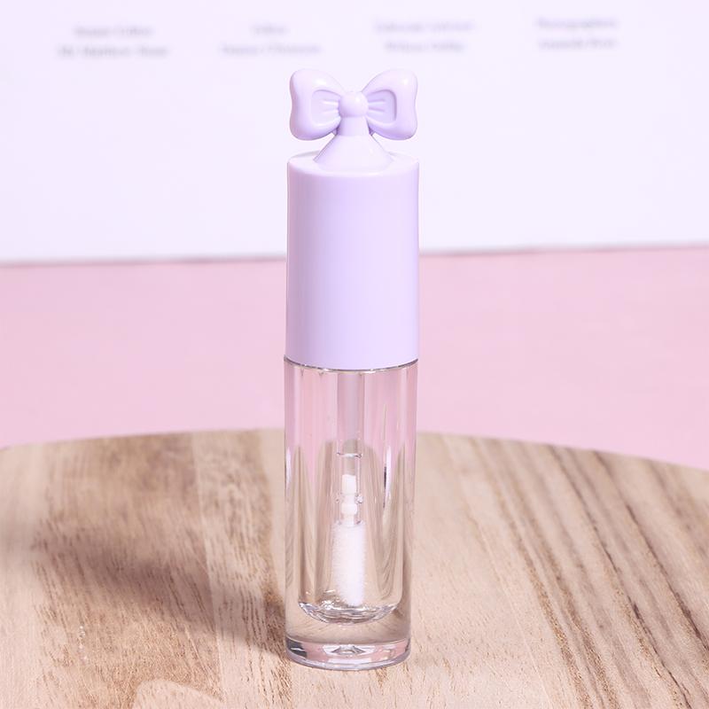 Cute Creative Bow Shape Lip Gloss Tubes Clear Empty Diy Cylindrical Lip Balm Tubes 2.5Ml With Wand Refillable Lipstick Bottle