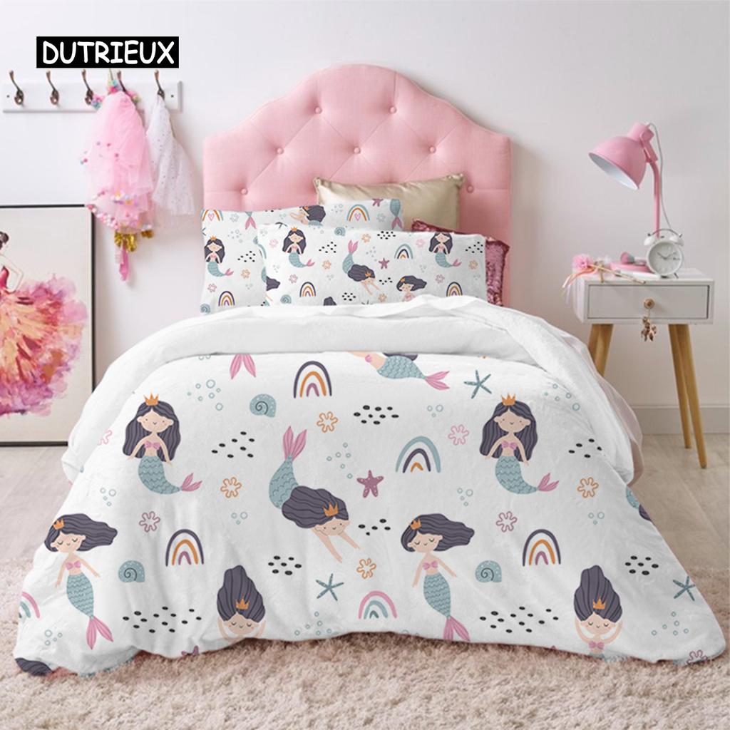Lovely Cute Princess Kids Bedding Collection Microfiber Cartoon Unicorn Swan Ballet Girl Print Duvet Cover Girls Women Birthday Gift