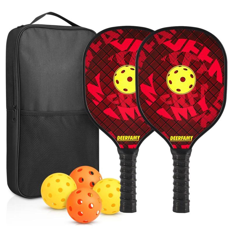 Wooden Pickleball Paddle Set Kids With 4 Balls Carry Bag Lightweight Outdoor Beach Sport Equipment
