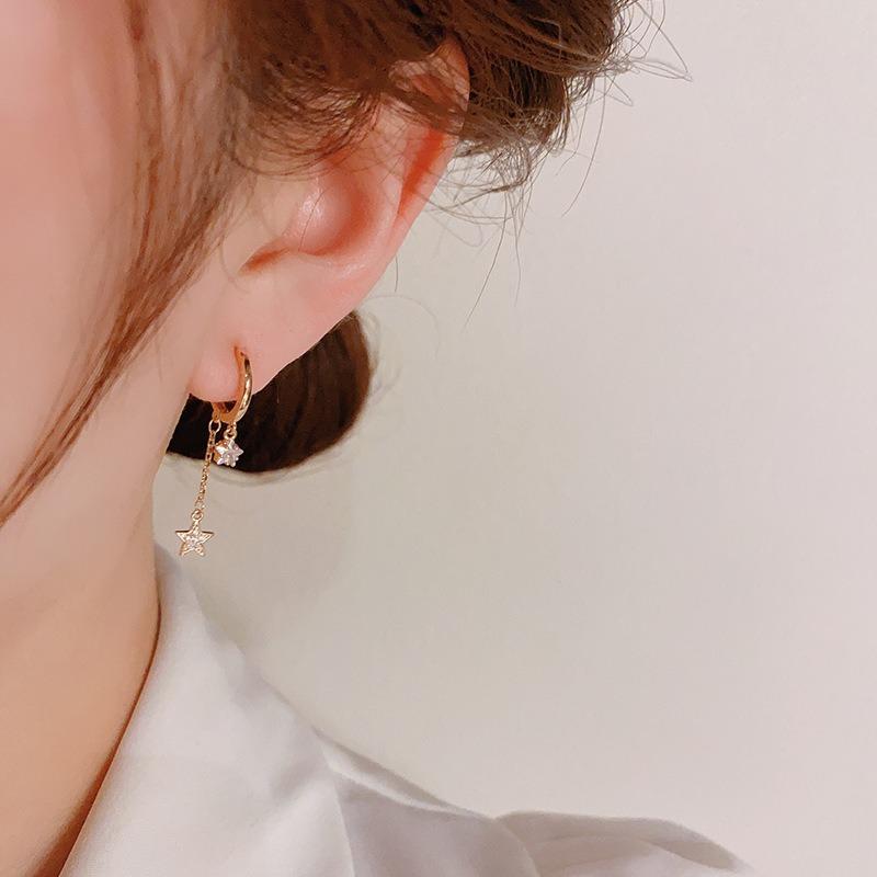 Minimalist Zircon Star Dangle Earrings Fashion Niche Premium Women Earrings