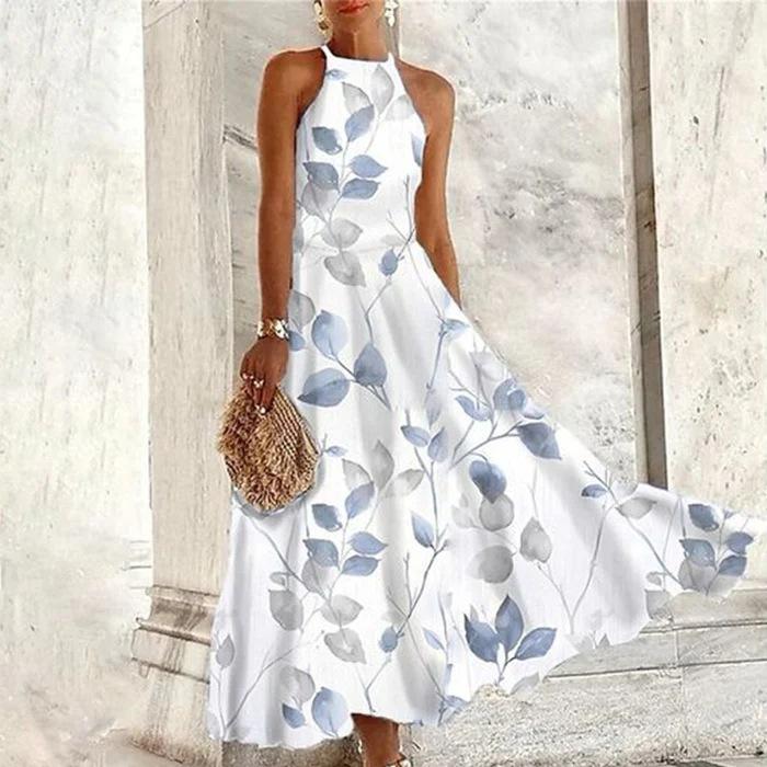 2026 European and American women s clothing, sleeveless, printed, dress, European and American summer long dress dress S