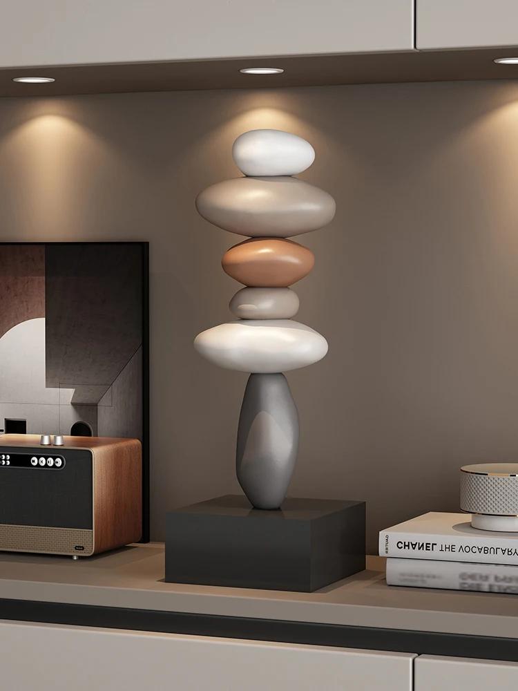 Modern Art Feng Shui Stone Resin Sculpture Wine Cabinet Decor Living Room Desktop Home Decoration Stone Statue Model Figurines