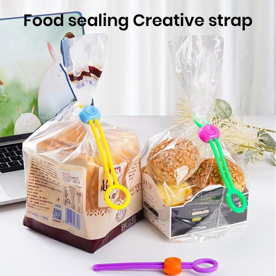 2 Pcs Sealing Straps Hanging Hole Airtight High Elasticity Good Seal Hold Tightly Preserve Food Leakproof Crisp Bag Mouth Sealing Ties Household Stuff