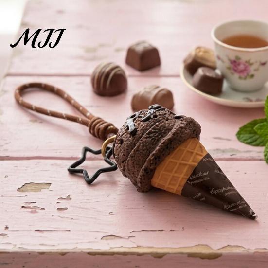 Ice Cream Cone Keychain Pendant, Bag Charm with Braided Lanyard, Backpacks Hanging Accessory Lightweight