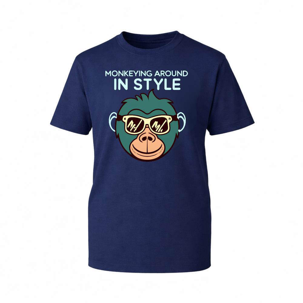Monkeying Around In Style TShirt Funny Cartoon Monkey Sunglasses Unisex TTop S
