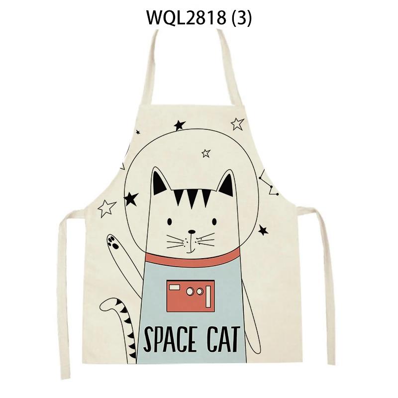 Cute Dog Cat Sheep Cattle Bear Animal Print Kitchen Aprons Women Men Linen Sleeveless Antifouling Apron Cooking Baking Waist Bib