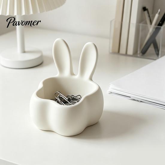 Cute Room Decor 3D Printed Rabbit Storage Organizer, Bunny Ears Desktop Container for Desk Organizer Keys Jewelry, Decorative Plastic Tray Living