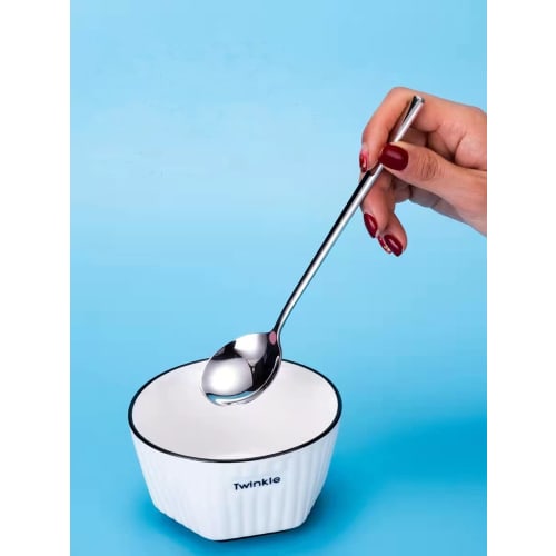 KXLCGYK Spoon and Chopsticks Set of 4, 18-8 Stainless Steel, Korean Spoons, Square Chopsticks, Lightweight Hollow Chopsticks, Korean Tableware, Curry