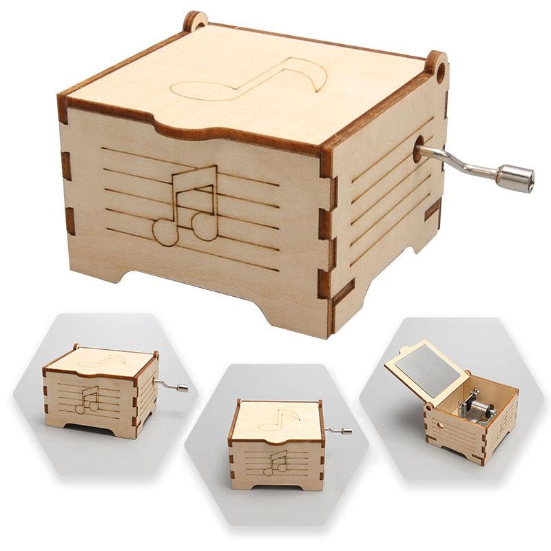 Wooden DIY Phonograph Children's Hand Cranked Music Box Assembly Material Handmade Ornament Creative Model