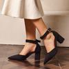 Women Shoes Temperament Pointed High Heel Boots Ankle Strap High Heeled Sandals Fashion Suede Leather High Heel Single Footwear