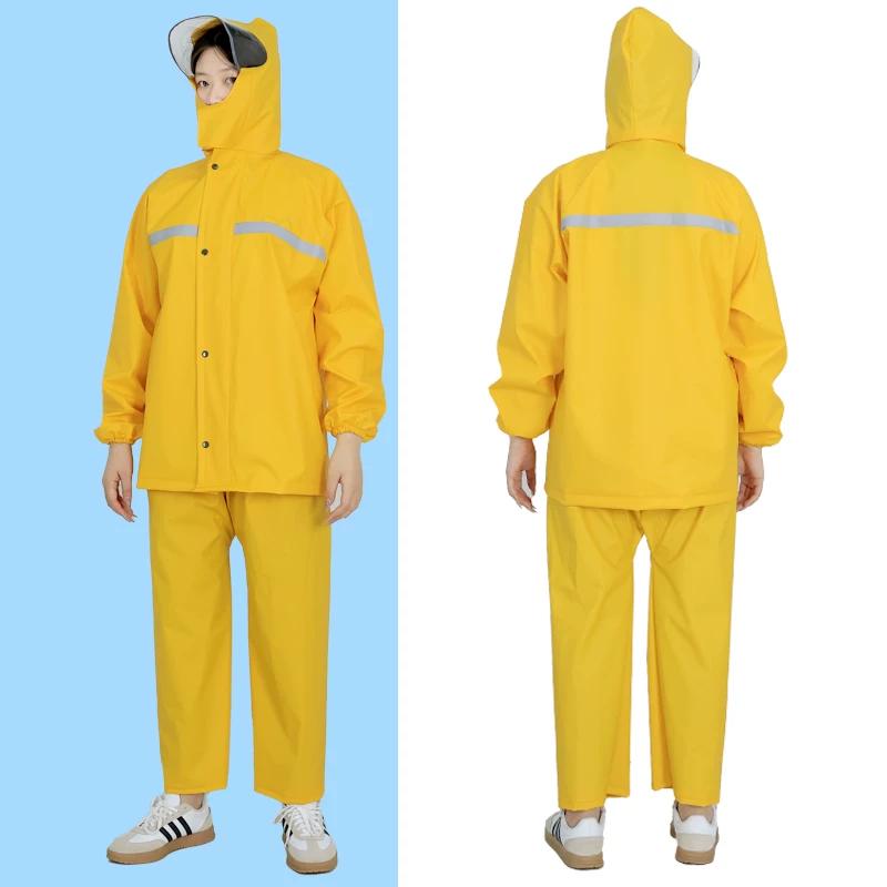 Raincoat and Rain Pants Split Set for Cycling, Outdoor Heavy Rain Protection Raincoat Set, Full-Body Motorcycle Delivery Raincoat