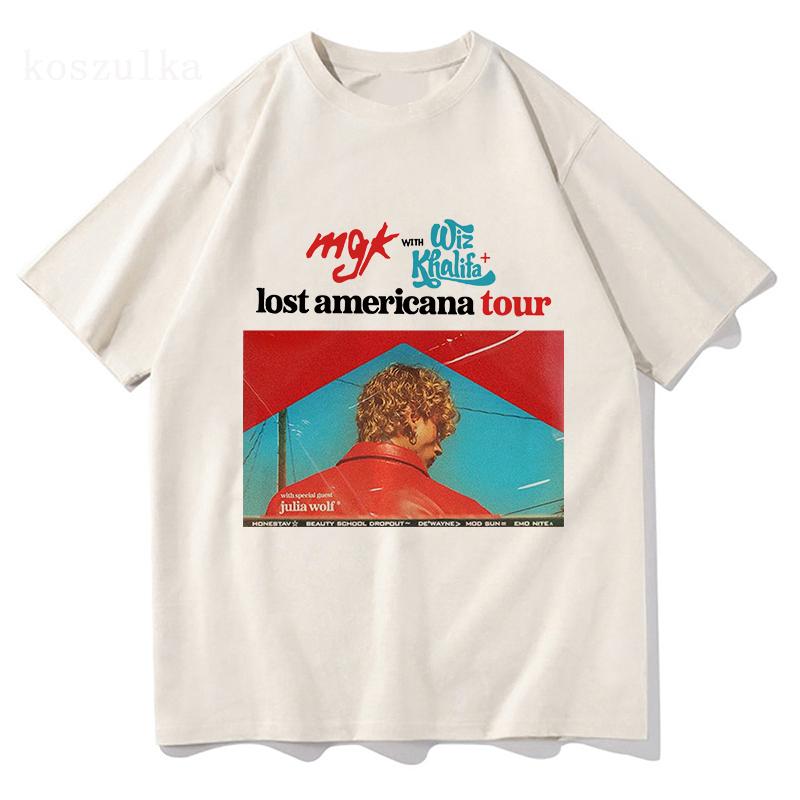 MGK Lost Americana Tour Tričko Machine Gun Kelly Zpěvák Grafické Tričko Bavlna Krátký Rukáv Ležérní Pánské/Dámské Tričko Streetwear