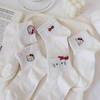 Women's Cute Cat Lace Ankle Socks - White Milk Kitty, Thin Mesh Bow Design