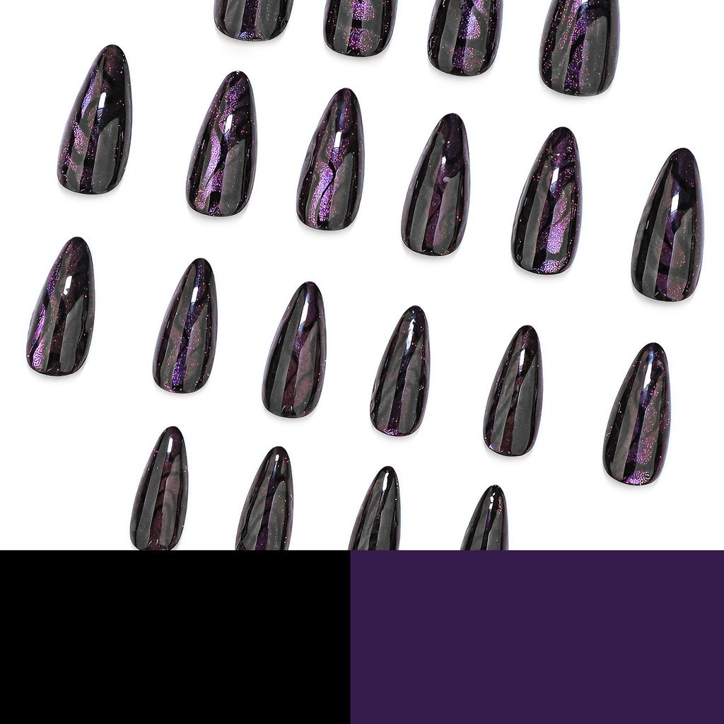 Hot-selling cat eye flash almond nail fake nail black wear nail fake nail fake nails