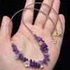 Natural strawberry crystal gravel necklace ice-through pink peach blossom strawberry crystal collarbone chain fashionable irregular and fresh
