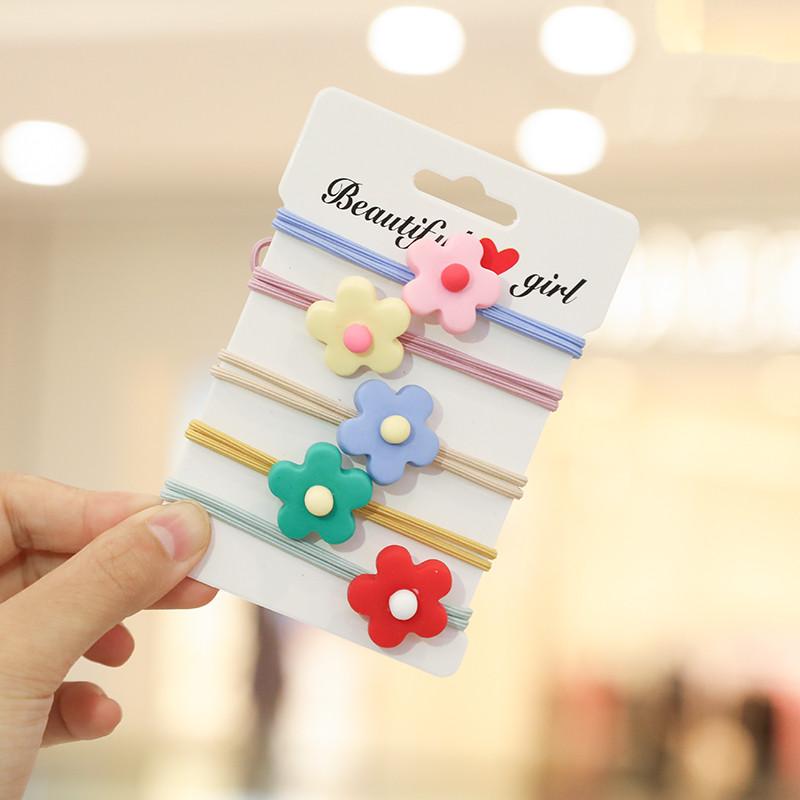5 Pcs/set Cartoon Animals Flower Children Elastic Hair Rubber Bands Accessories For Girls Kids Scrunchies Tie Hair Rope Holder