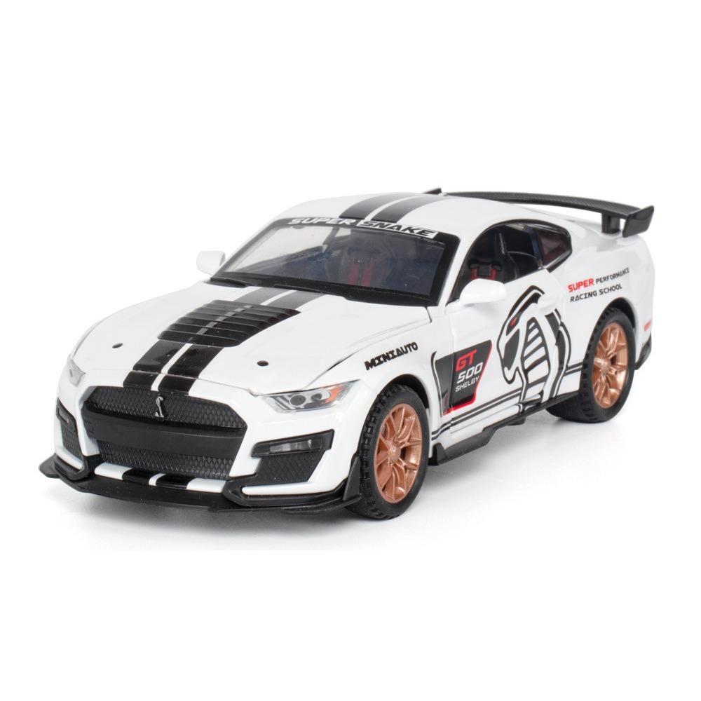 1/32 Sportwagen-Modellauto, Mustang Shelby GT500, Druckgussmetall, hochsimulierte Sound- und Lichtsammlung, Kinderspielzeug-Geschenke