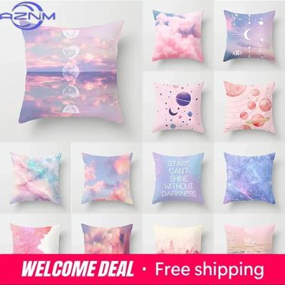 Bedroom Living Room Sofa Office Cushion Cover Pillowcase Pink Sky Cloud Pillow