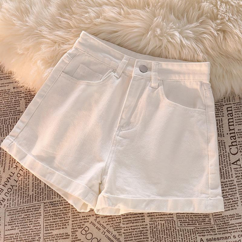 Casual Denim Shorts with Curly Edge Women's New Summer Thin High-waisted Denim