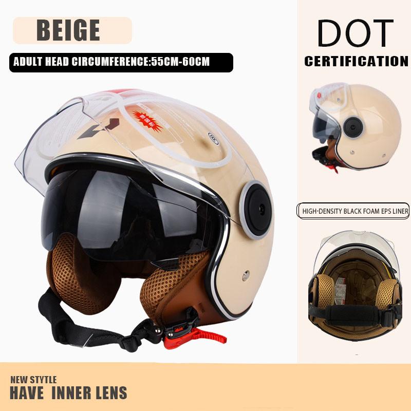 Certified Protective Helmet Safety Helmet Motorcycle Open Face Helmet Retro 3/4 Helmet Cruise Casco Casque Moto Men Women