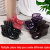 Women's Fashion Non-Slip Short Rain Boots, Waterproof Outdoor Rubber Shoes with Warm Cotton Lining.