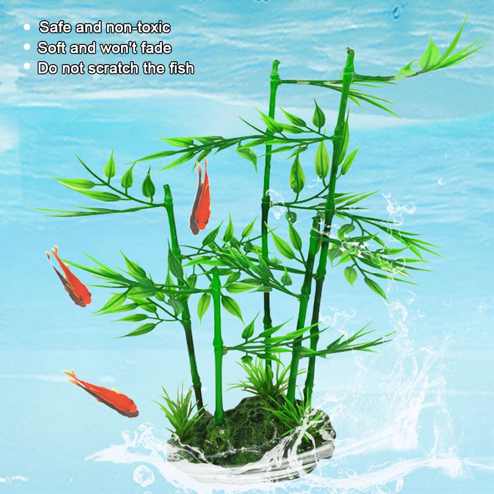 Aquarium Artificial Vivid Simulation Bluestone Bamboo for Fish Tank Water Plants Landscape