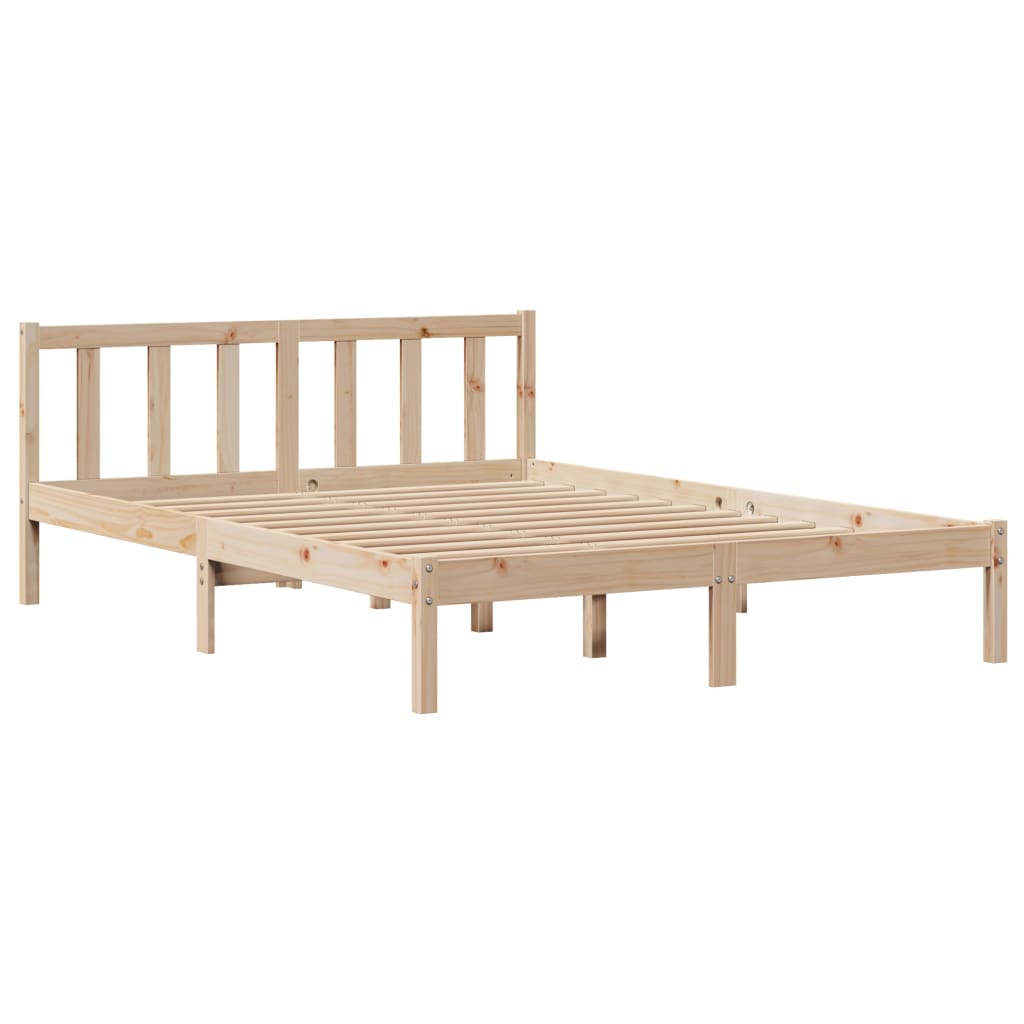 Vidaxl Bed Frame Without Mattress, 140X200 Cm, Solid Pine Wood