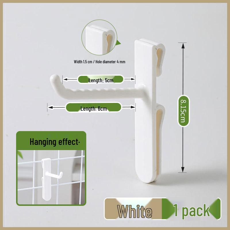 Nail-Free Grid Panel Hook for Wire Mesh Shelves - No-Drill Wall Storage Hooks for Kindergarten Display