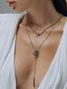 LATS Cool Double Circle Clavicle Chain Tassel Long Stick Pendant Necklace for Women Jewelry