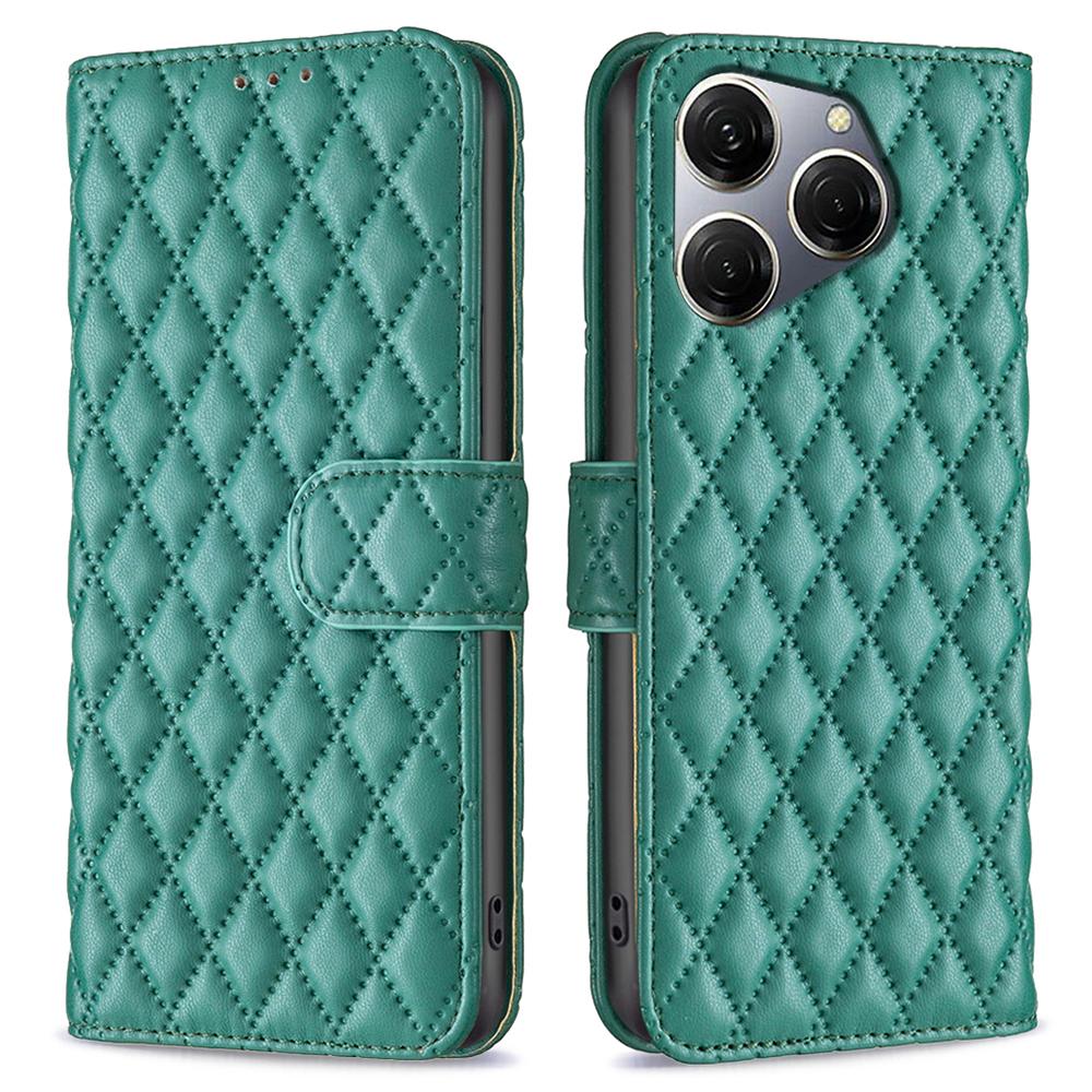 Für TECNO Spark 20 Pro Leder Brieftasche Hülle Rautenmuster