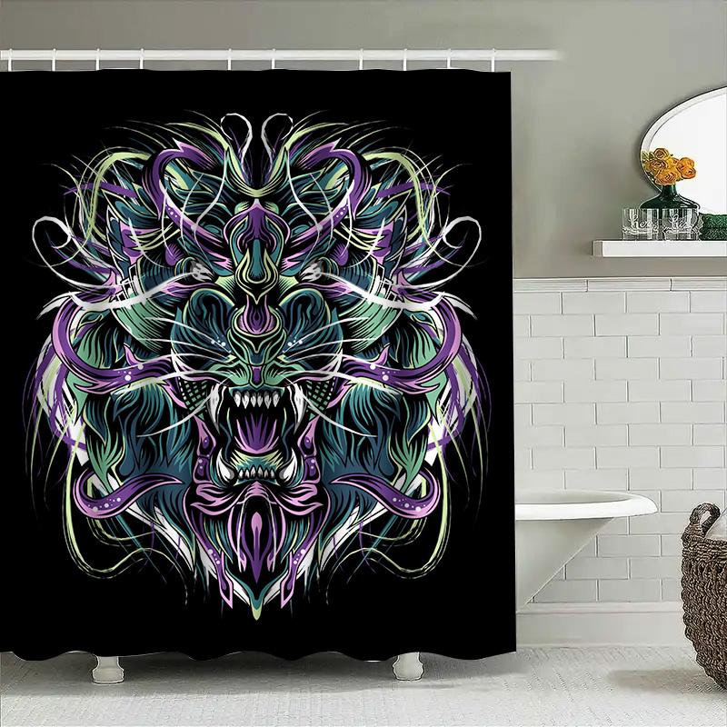 

Tuniu Psychedelic Smoke Demon Shower Curtain Cool Dark Abstract Wall Art Room Decor Unique Design W60H190(CM)-1 Pcs