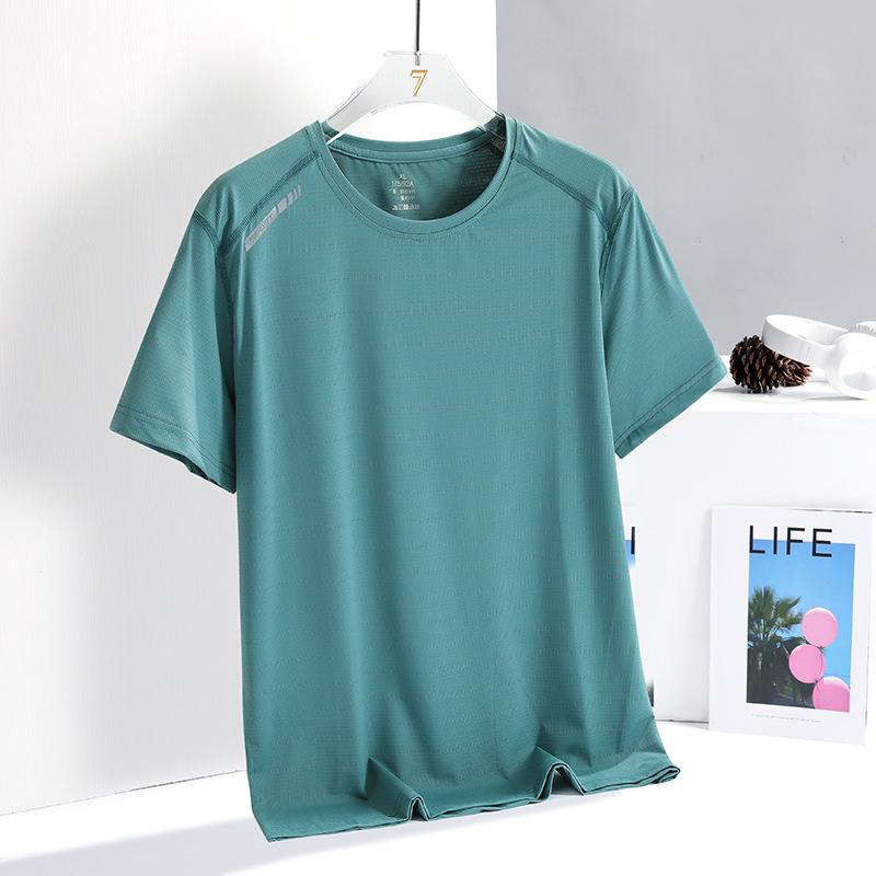 Summer Printed Ice Silk T Shirt Men's Sports And Leisure Running Fitness Breathable Short Sleeved Men's Outdoor Quick Drying Clothes