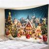 Christmas Tapestry Winter Snow Scene Wall Hanging, Holiday Decor for Bedroom Living Room, Cozy Festive Backdrop for Xmas