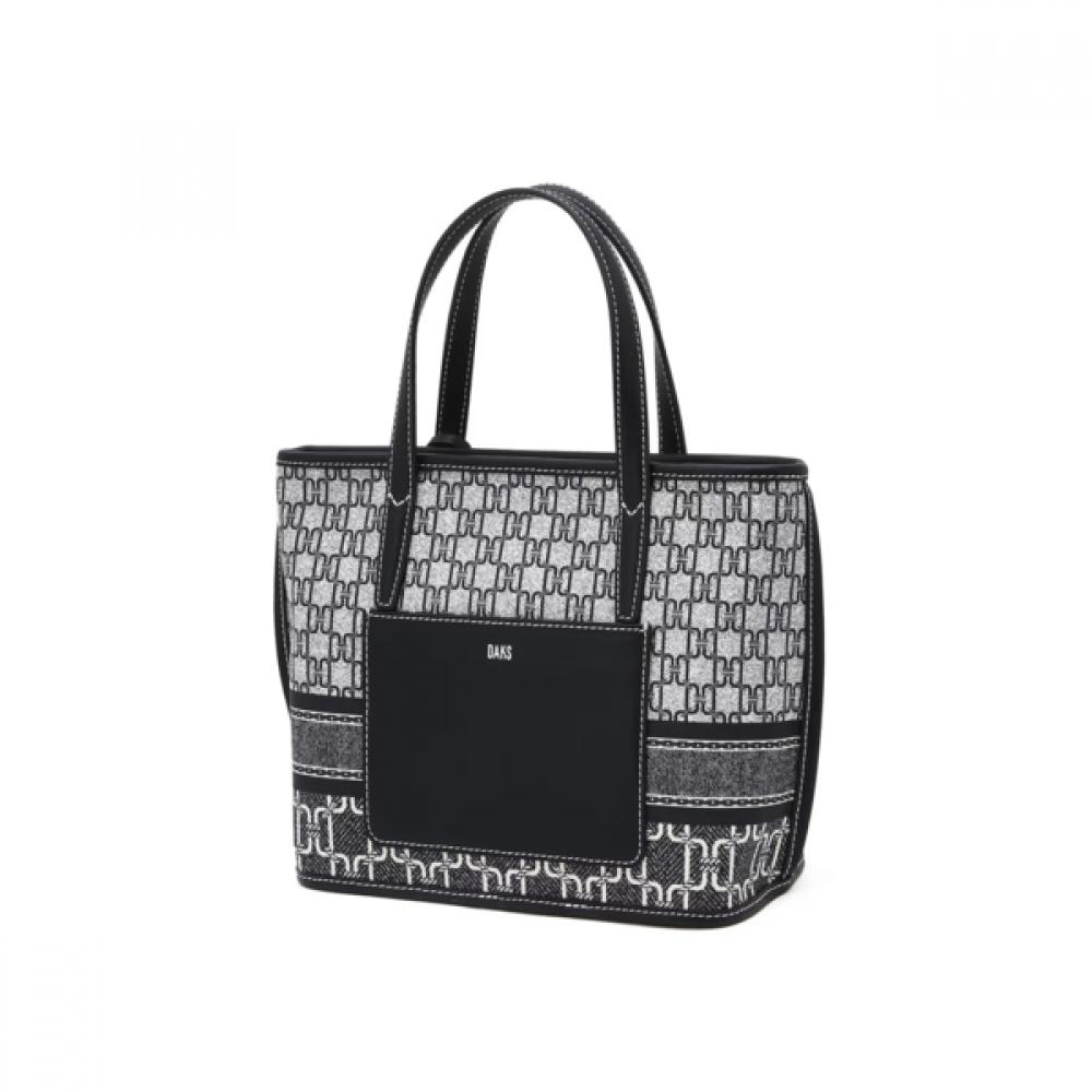 Daks Navy Dd Logo Leather Tote Bag Dcba6e801n2