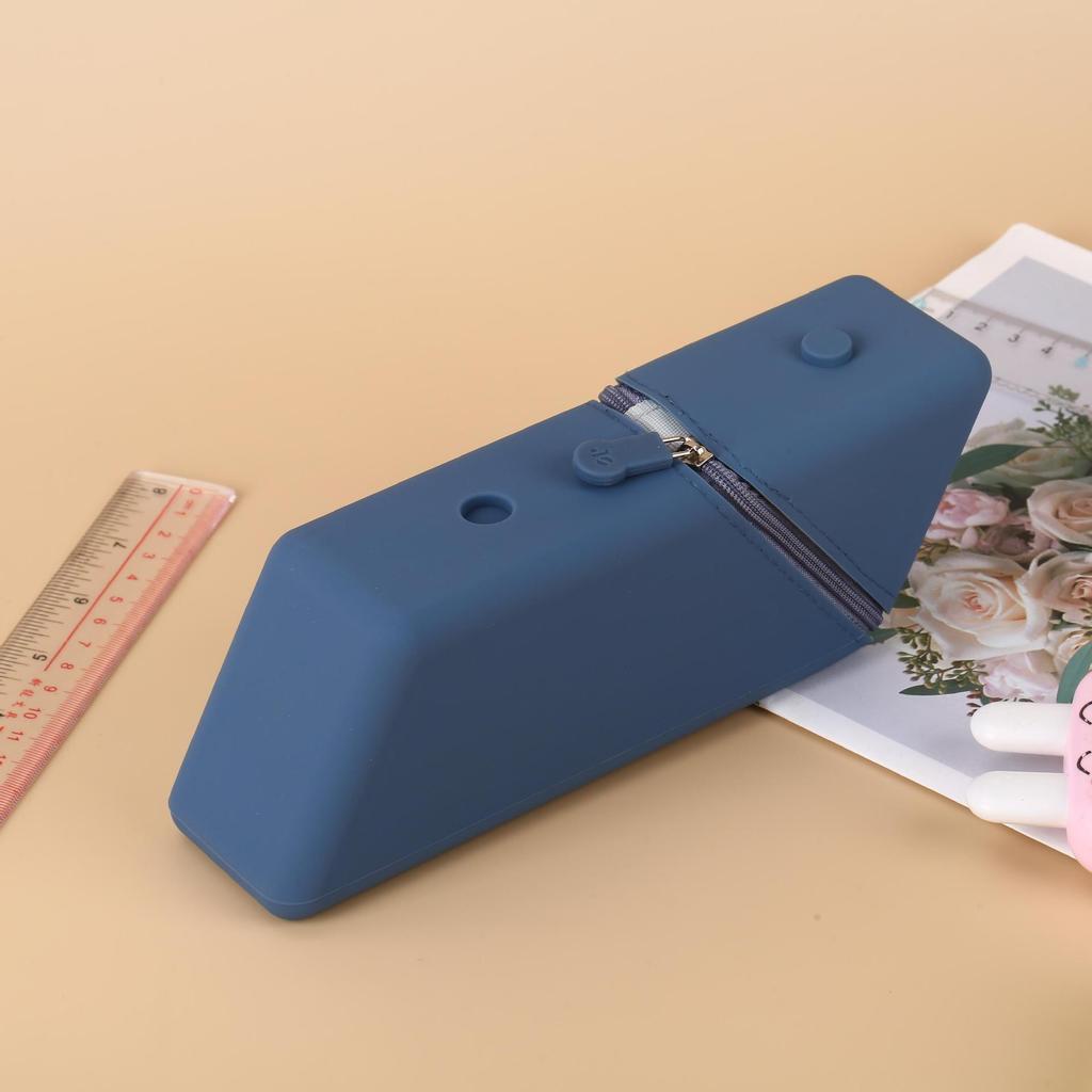 1pcs Silicone Pencil Case Large Capacity Student Pencil Case Gradient Rectangular Stationery Organizer Pencil Case