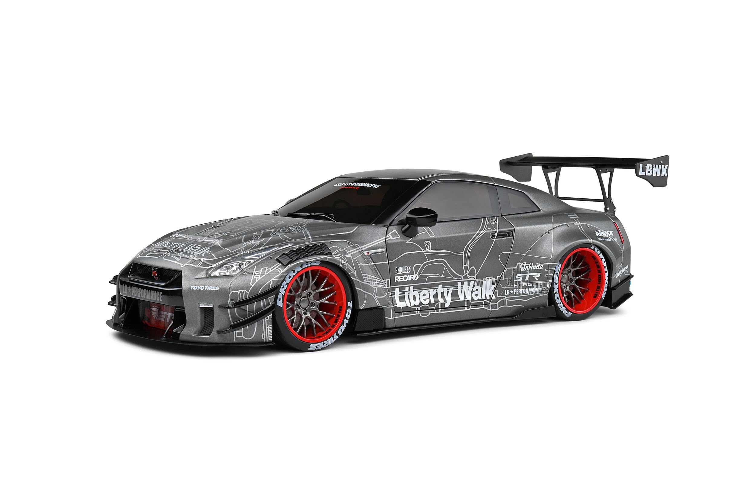 

Твердый Nissan Liberty Walk Mini Car LIBERTY WALK BODY KIT 2020 S1805810 GT-R (Р35) 1/18 2.0 (Серый) [Элемент] серый