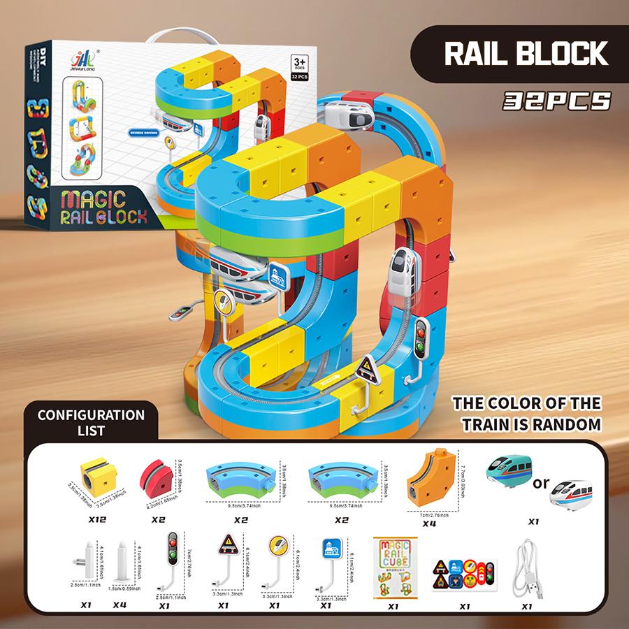

New Children S Educational Electric Magnetic Levitation Train Track Cube 3D Boy Diy Magnetic Assembly Toys Train Car Xmas Gifts (As shown-9657)-
